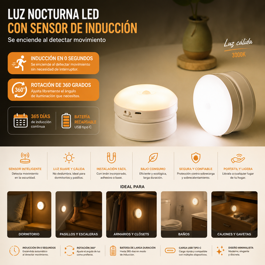 LEVARIA™ MotionGlow Night Light – LED Motion Sensor Lamp 3 Modes