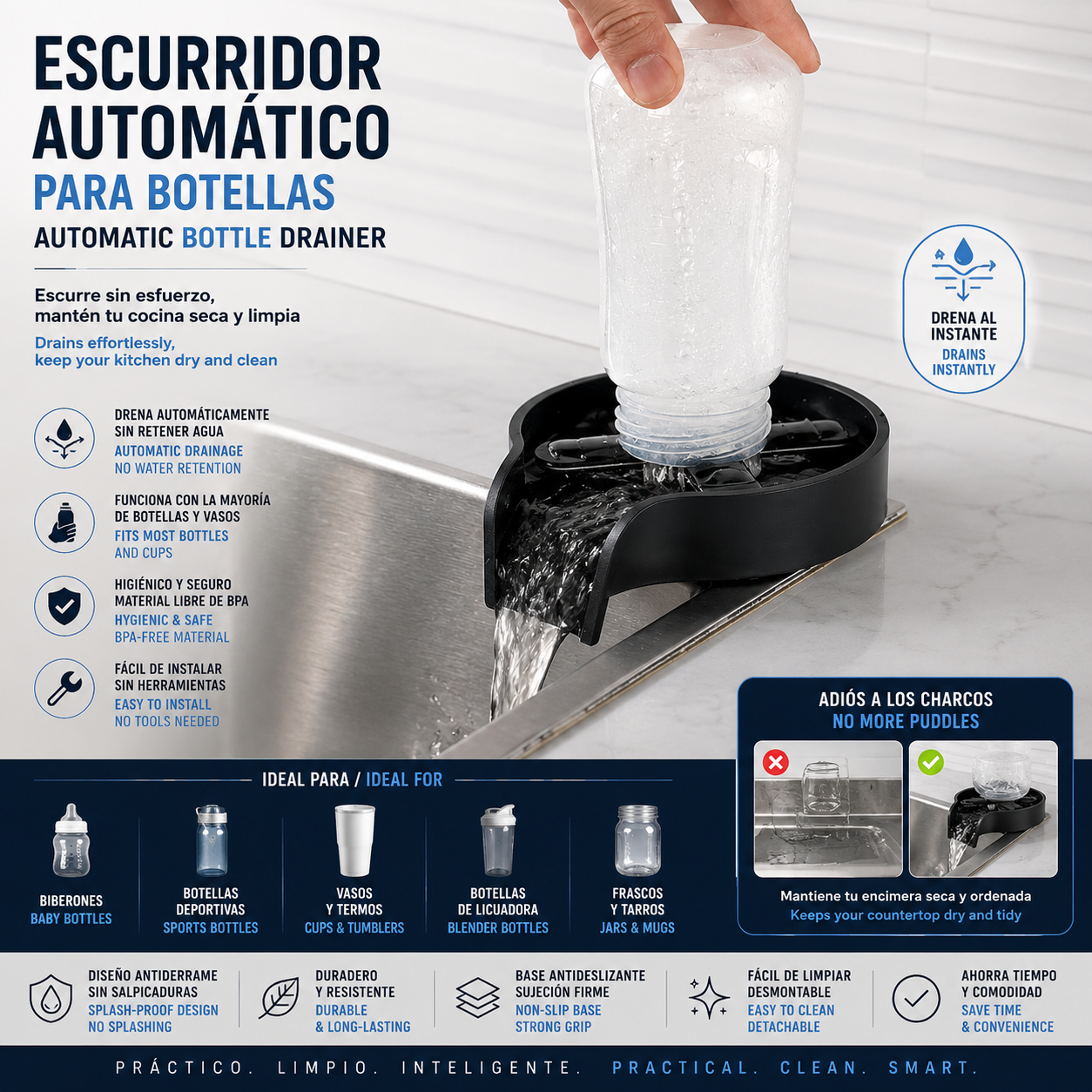 LEVARIA™ HydroClean Rinser – Stainless Steel Cup Washer