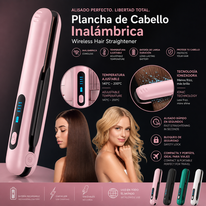 LEVARIA™ SilkWave Air Styler – Wireless Hair Straightener & Curler