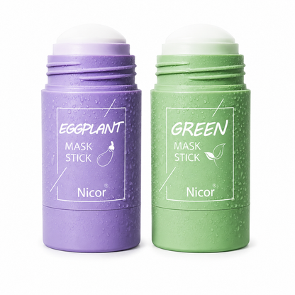 LEVARIA™ GlowClay Duo Mask – Green Tea & Eggplant Acne Treatment