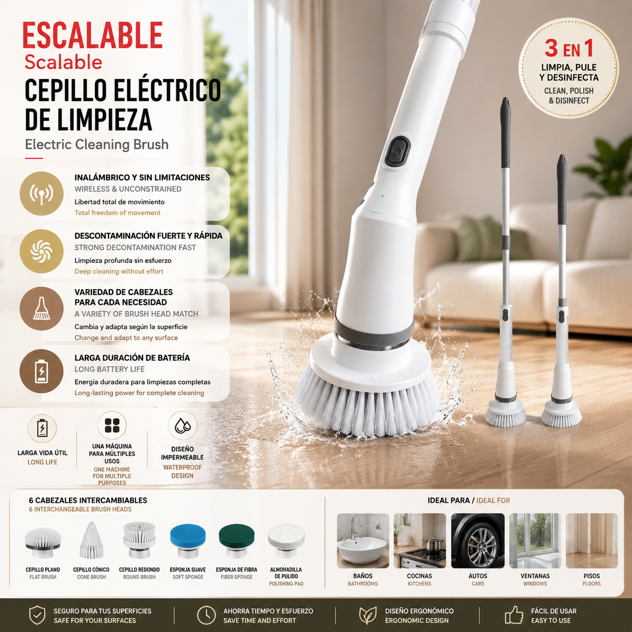 Electric Scrubber Cleaning Wall Long 