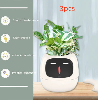 Smart Planter LEVARIA SmartPlant Mini Pot con planta y características de mantenimiento inteligente.
