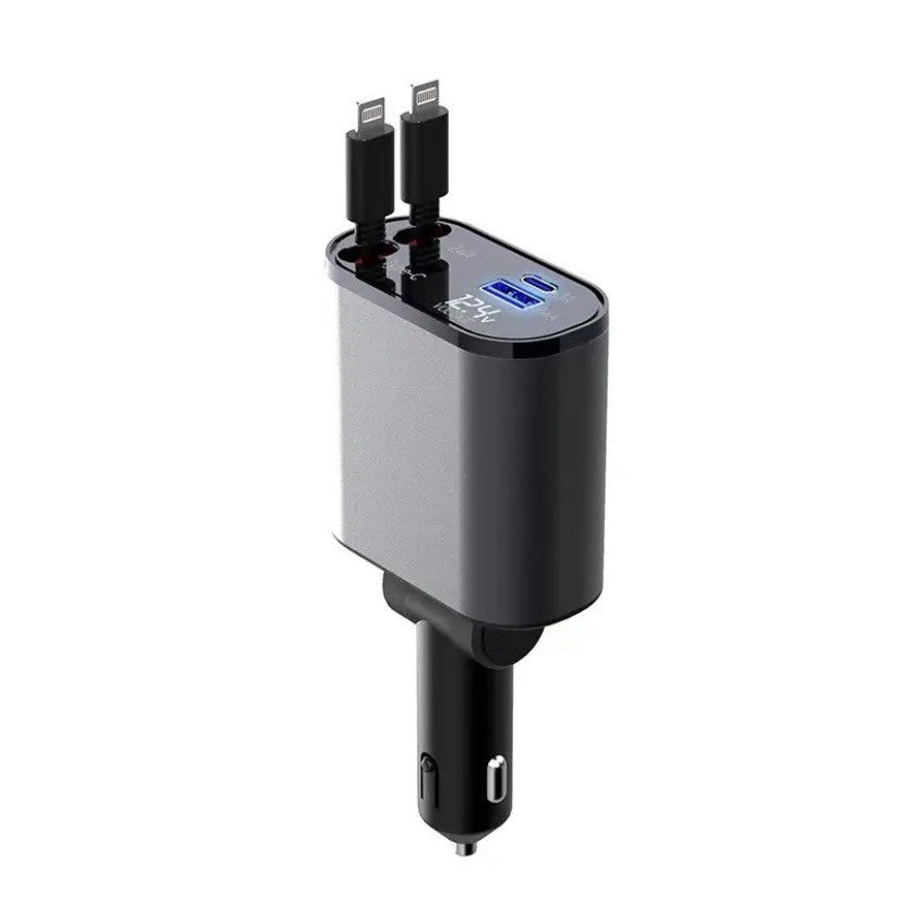 LEVARIA™ VoltDrive Pro – Ultra Fast Retractable Car Charger