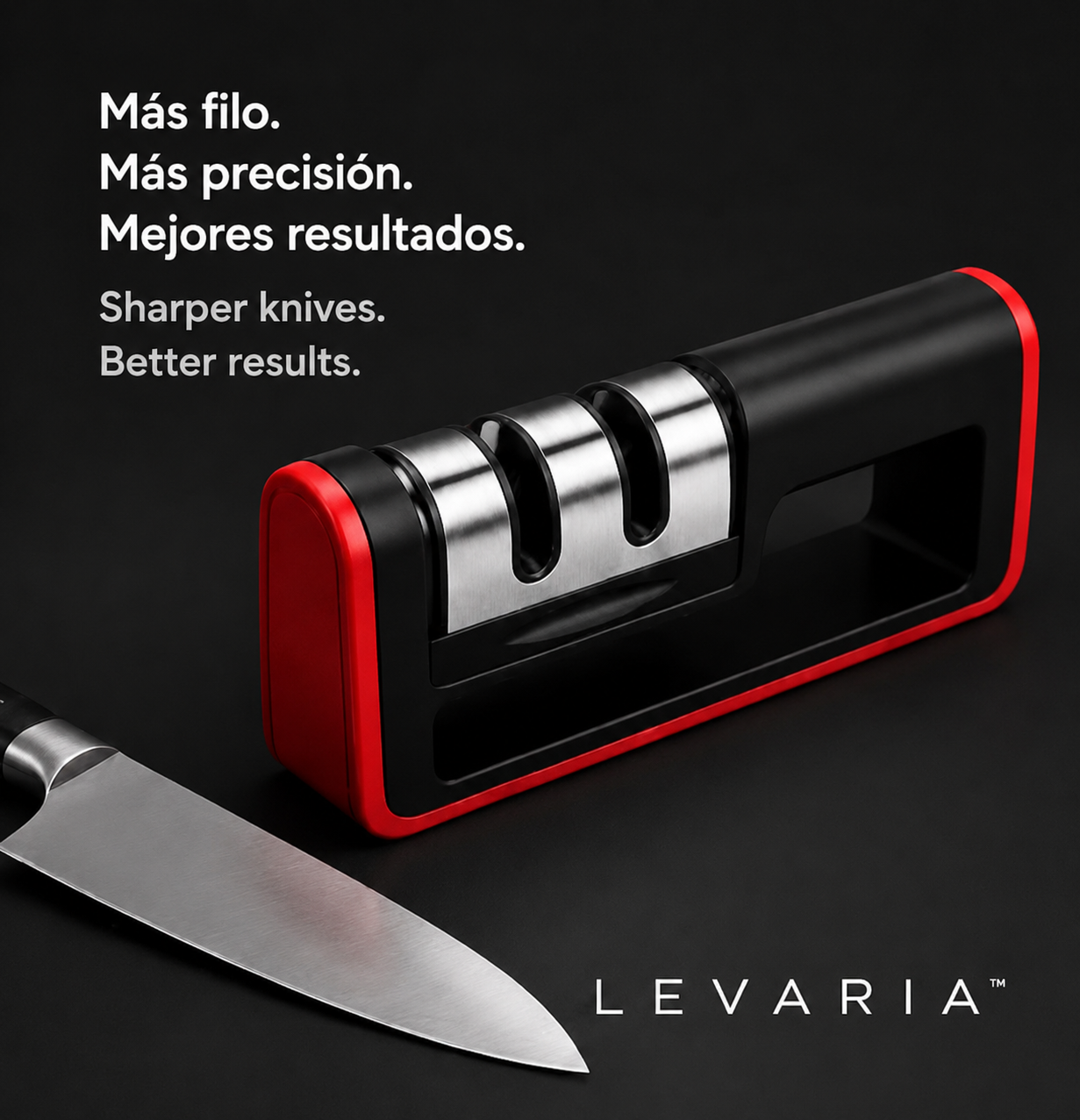 LEVARIA™ Afilador profesional de cuchillos, filo extra fino, para cortes sin dificultades